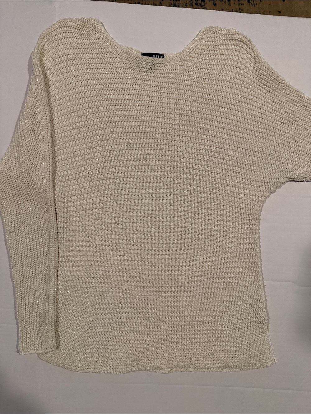 a.n.a Cream Metallic Thread Knit Sweater